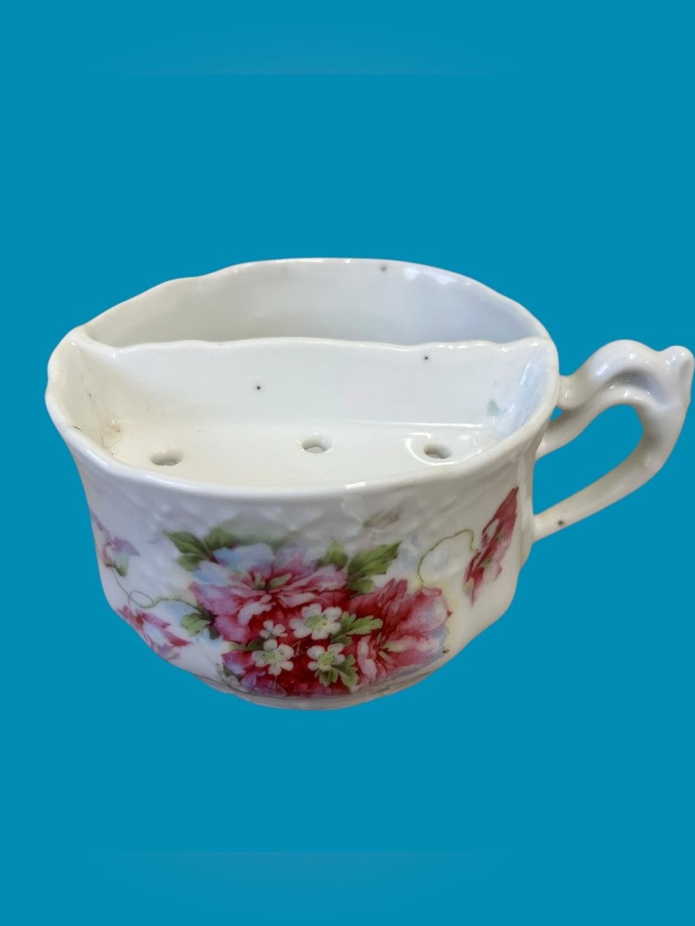 Vintage Floral Porcelain Shaving Scuttle Mug Shaving Cup